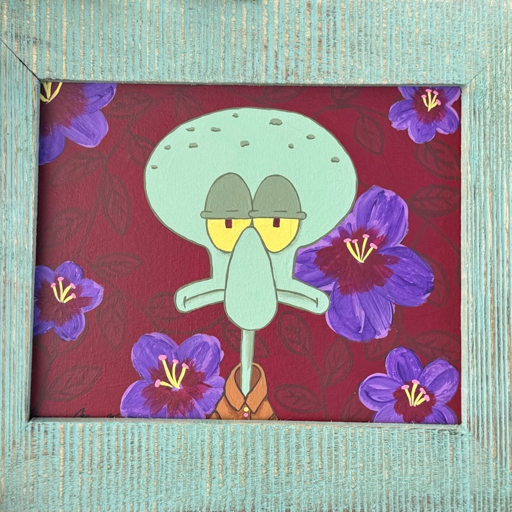 Aqua and Purple Squidward SpongeBob Wall Art